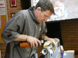 Jason Breach demonstrating woodturning